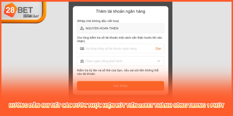 Hướng dẫn chi tiết các bước thực hiện rút tiền 28BET thành công trong 1 phút